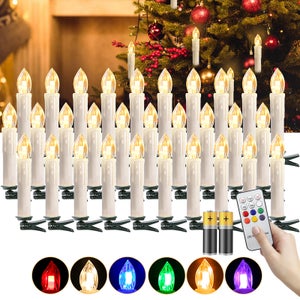 20x bougies LED bougies de Noël LED guirlande lumineuse sans fil avec  minuterie sans flamme blanc chaud + RVB avec batterie
