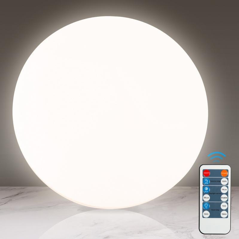 VivaLet LED Plafoniera con Sensore di Movimento 28W 2800LM, 3000K/4000K/6000K Lampada da Soffitto Dimmerabile Piatta con Telecomando, Sensore Crepuscolare per Bagno, Cantina, Scale, Garage IP54 30cm