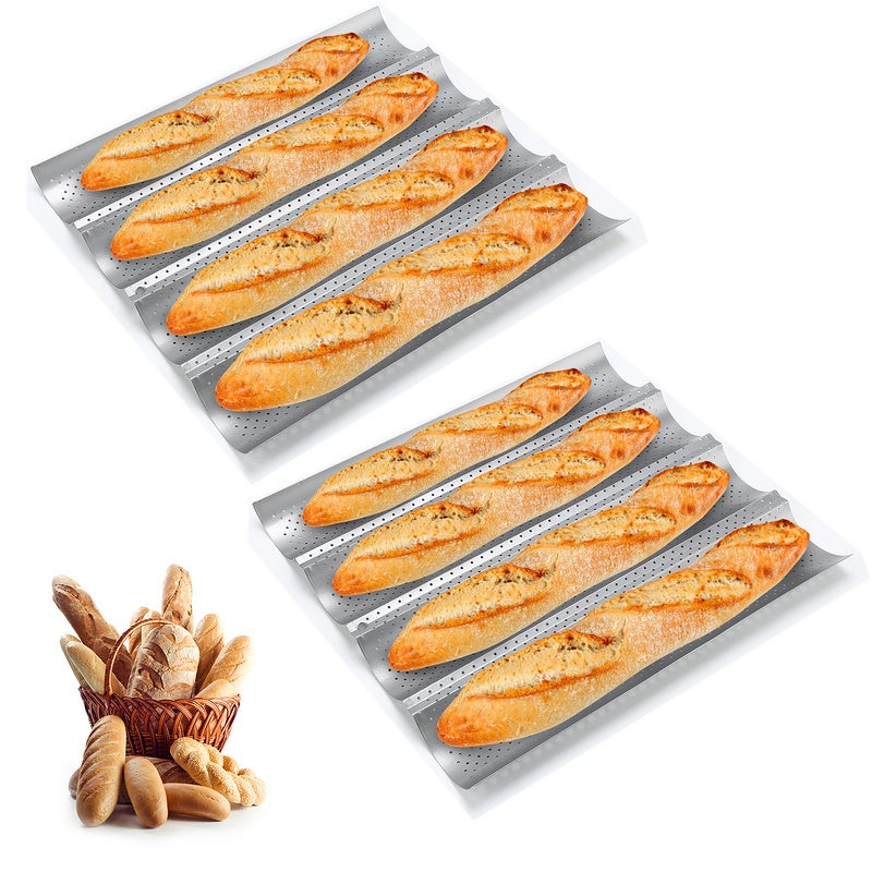 Moule à baguettes perforé antiadhésif pour pain français Baking Wave Pains  Moule de cuisson de pain Toast Cooking Bakers Moulding Pan Waves