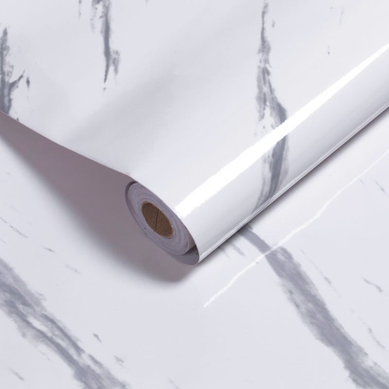 Papier décoratif adhésif autocollant Film vinyle pour Meuble Mur Cuisine -  500cmx61cm Blanc