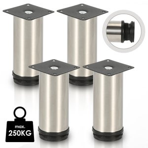 4x piedini per mobili piedini per mobili piedino in acciaio inox diametro  40 mm altezza 200 mm nero Altezza regolabile