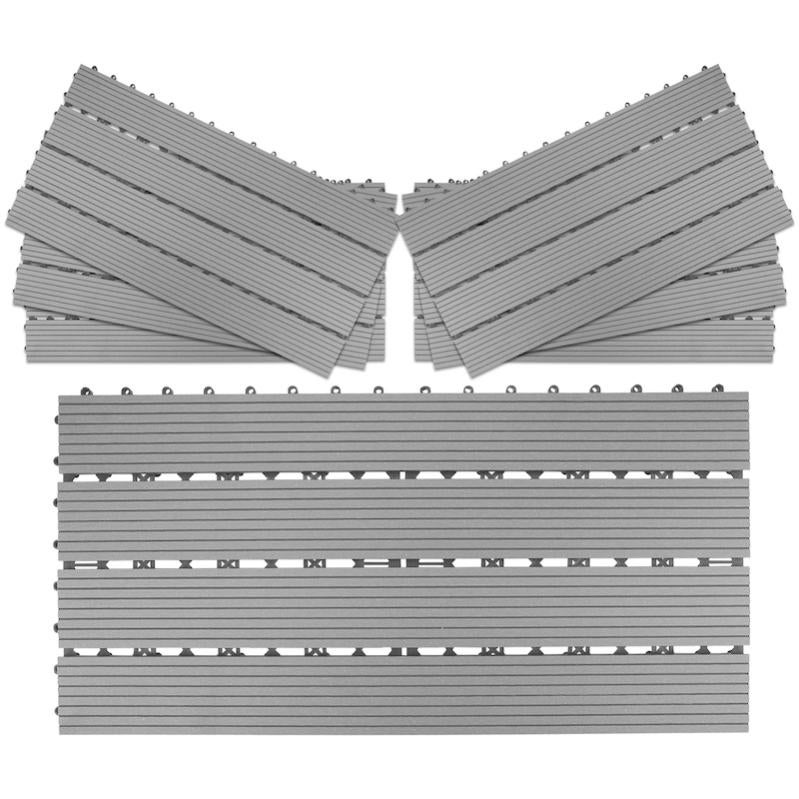 Pavimentazione PVC 12 Pezzi 30x30 Cm - Piastrelle Incastro Antiscivolo Per Esterni E Piscina