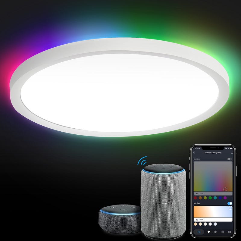 Luces de techo LED de 36W con aplicación para teléfonos inteligentes para altavoz  Bluetooth, música de intensidad variable.