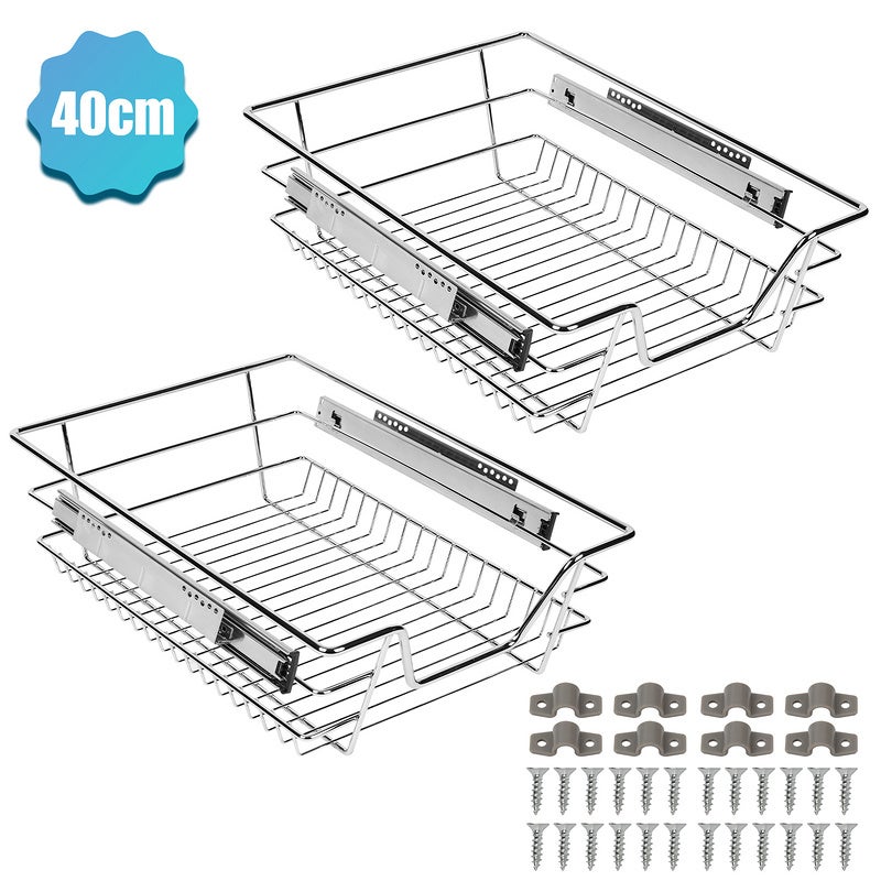 4X Cassetti Telescopici Cassetto Cucina Cestino Estraibile argento 40CM