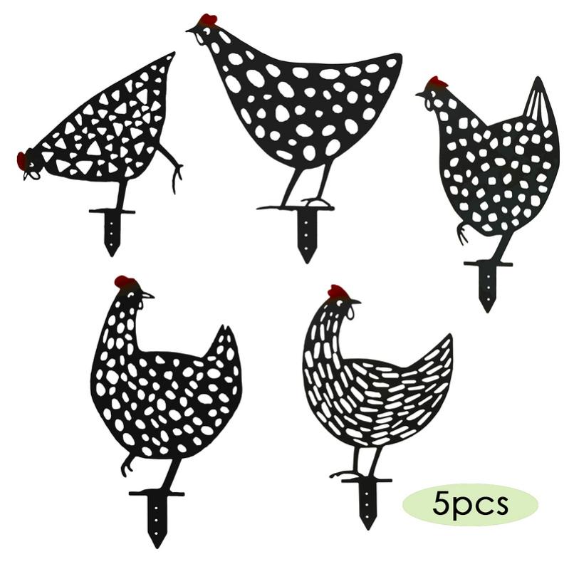 JYUECIAN Pollo Ruggine Decorazione da Giardino Uccelli in Metallo Arrugginito Spina da Giardino