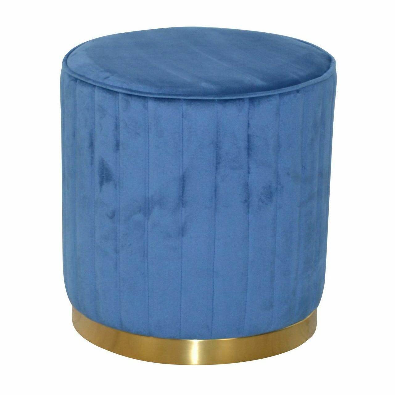 Repose-pied, tabouret pouf, tabouret bas pour salon ou chambre bleu  60x60x36 cm velours lqf25857 meuble pro - Conforama