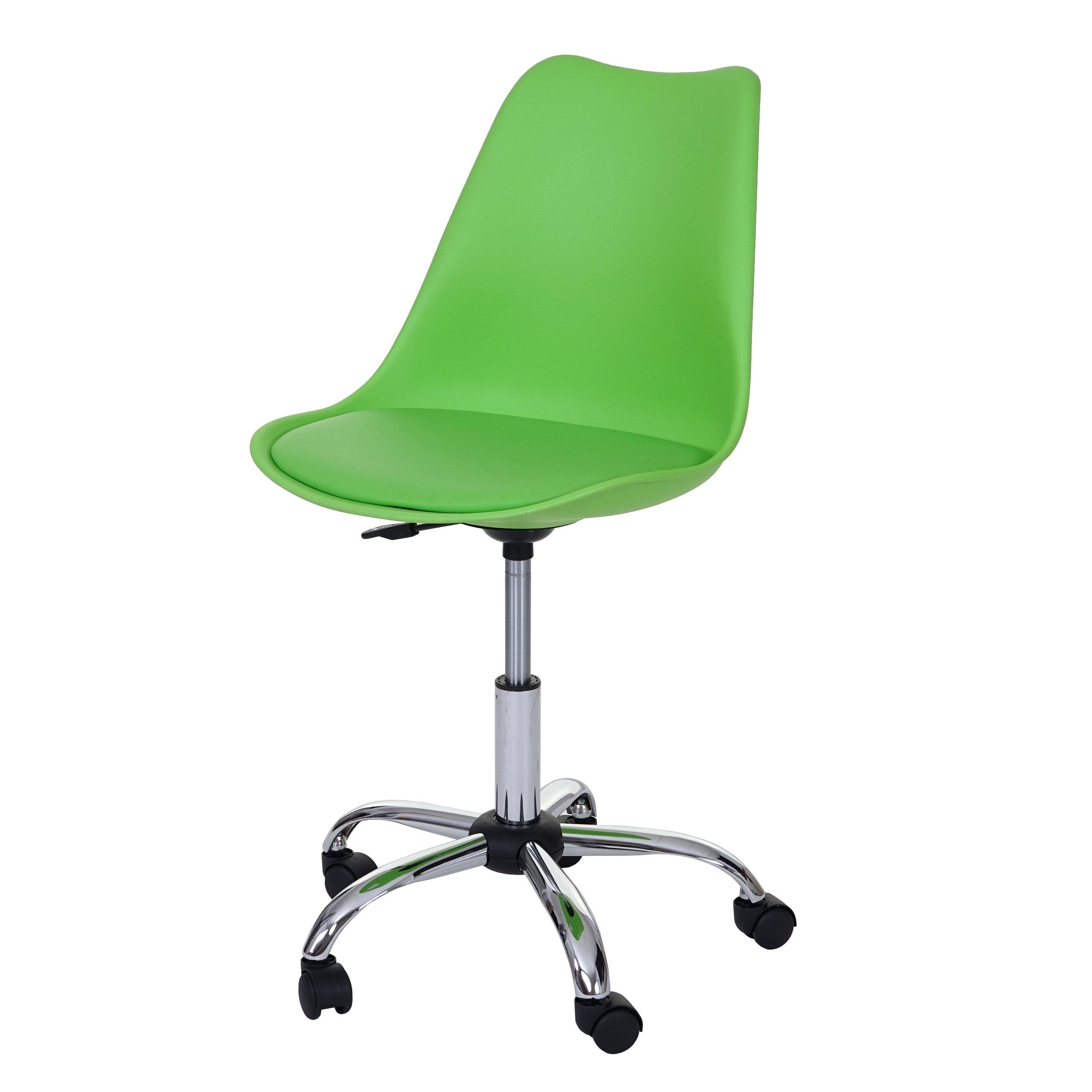 Chaise pivotante tabouret de travail réglable en hauteur en synthétique  vert rotatif à 360° 04_0002034