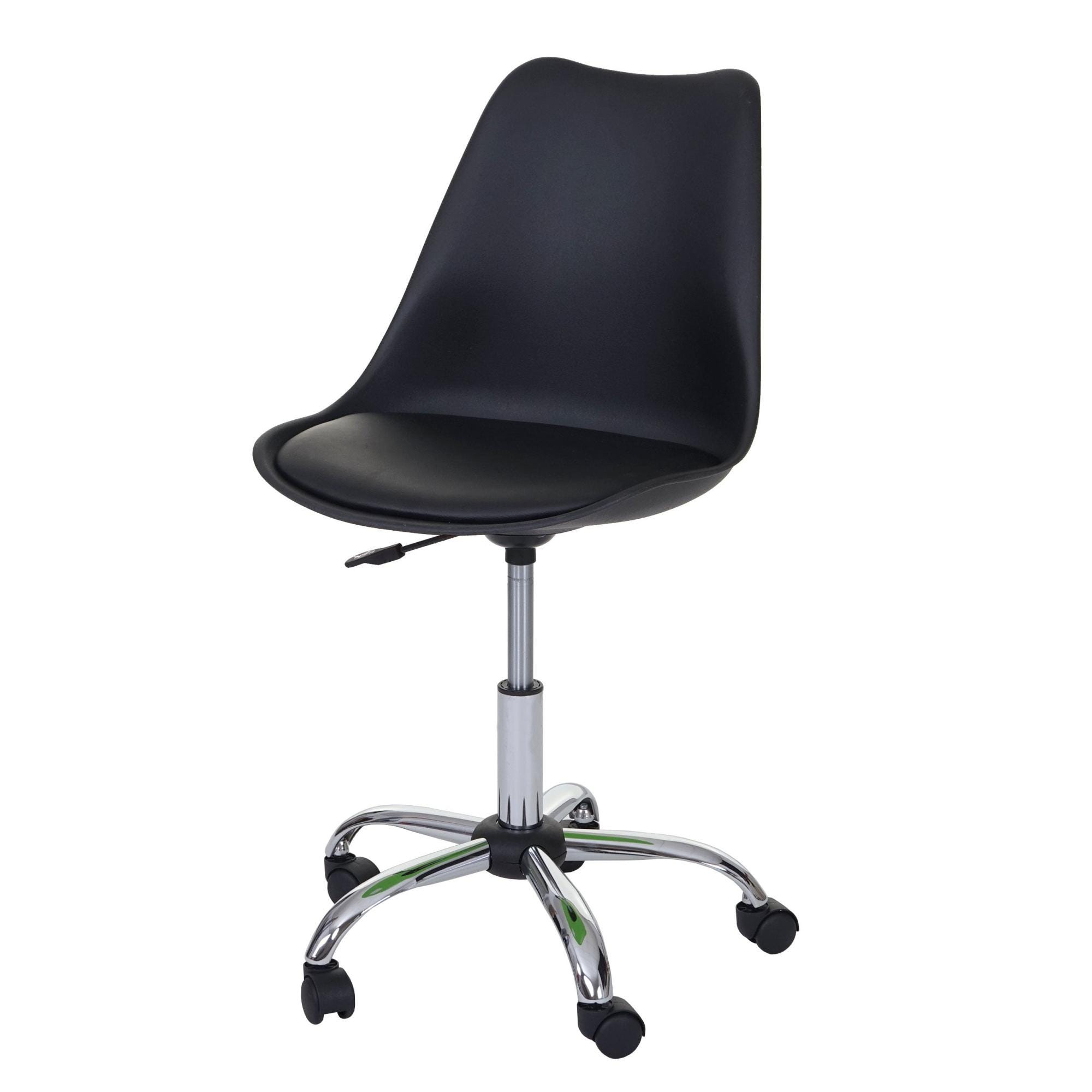 Chaise pivotante tabouret de travail réglable en hauteur en synthétique  noir rotatif à 360° 04_0002033