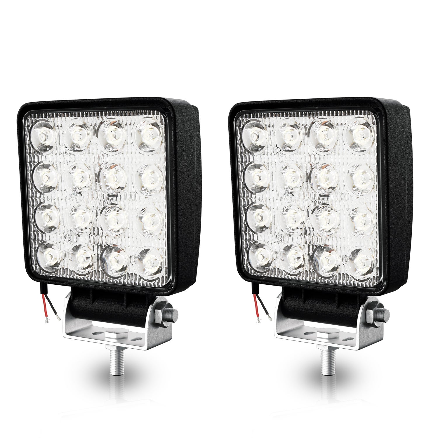 2X 48WProjecteur Phare de Travail 12V 24V LED Carré LED Moto Spot Feux  Additionnels Offroad Lampe