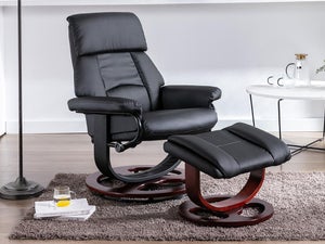 Fauteuil de bureau LINCON, Repose-pieds, Cuir Synthétique Noir