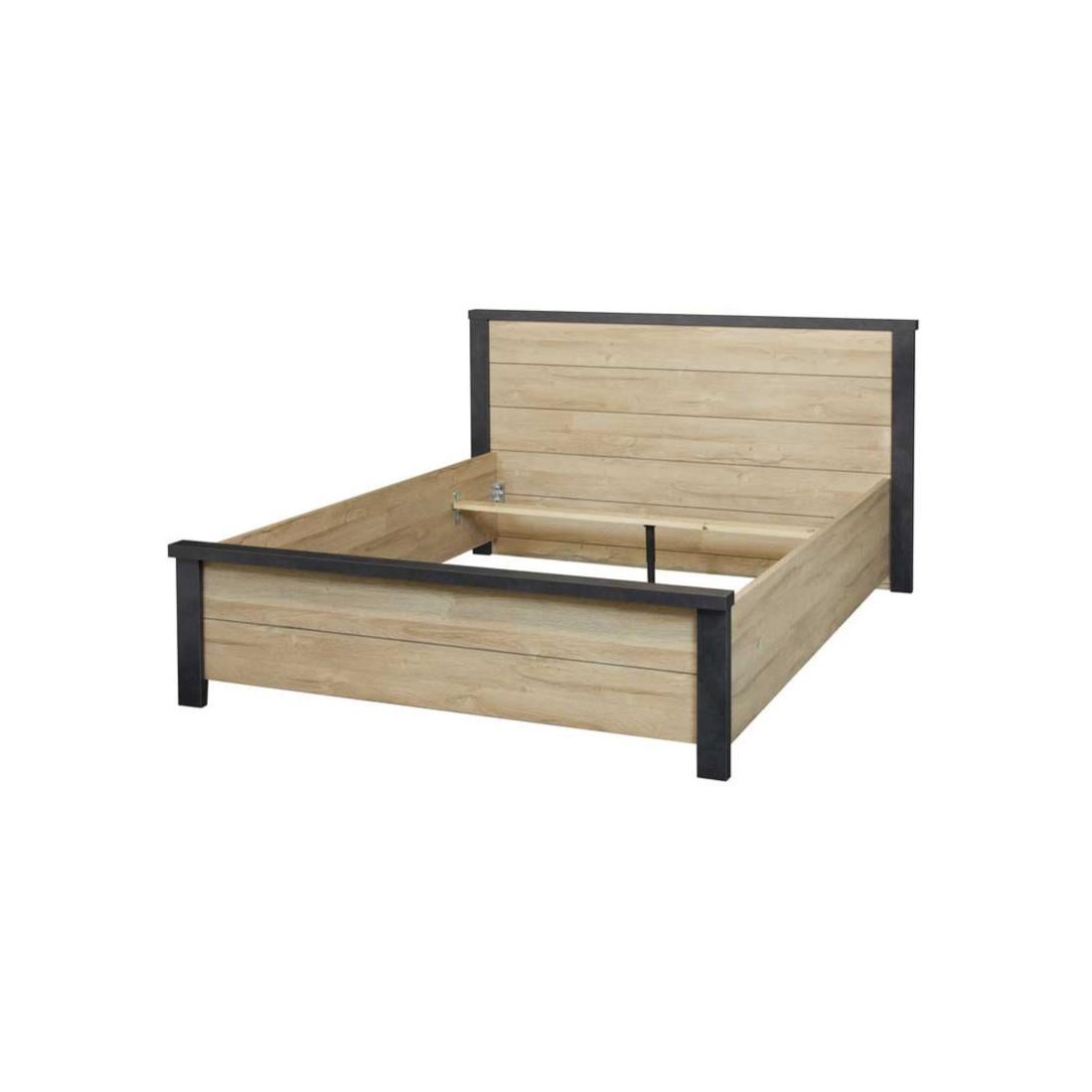 Cadre de lit 140X190 cm Chêne naturel/Noir ZEUS Leroy Merlin