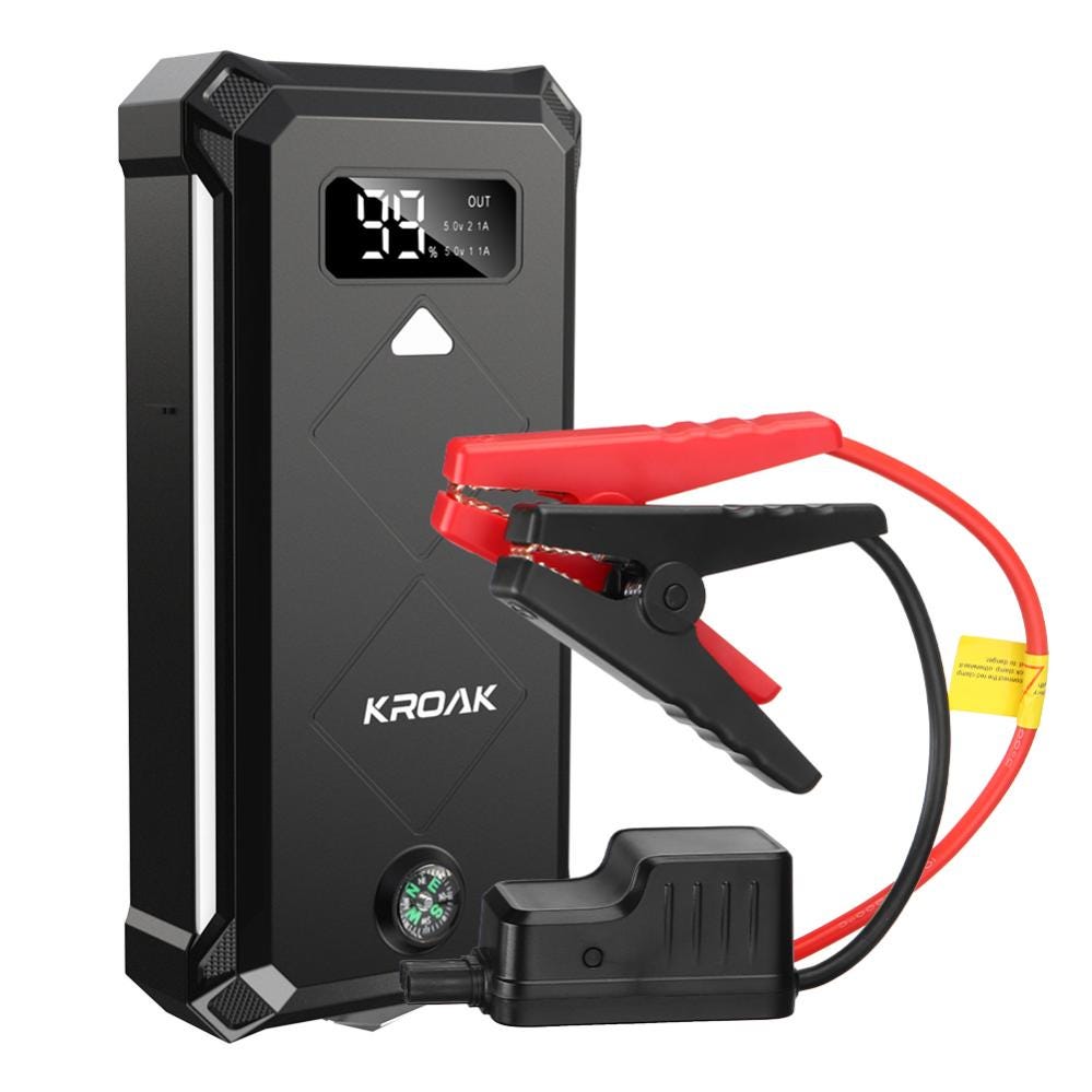 KROAK K-JS05 Avviatore portatile LCD per auto 2400A 24000mAh Powerbank  Batteria Booster Nero