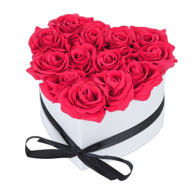Relaxdays Boîte en forme de cœur, 13 roses, romantique, cadeau fête des  mères, Saint-Valentin, fabriqué à la main, rouge | Leroy Merlin