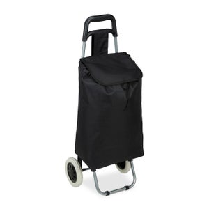 Relaxdays Chariot de courses, pliable, 25 L sac d'achats avec roulettes,chargeable  jusqu'à 10 kg, 91 x 40 x 30 cm, noir