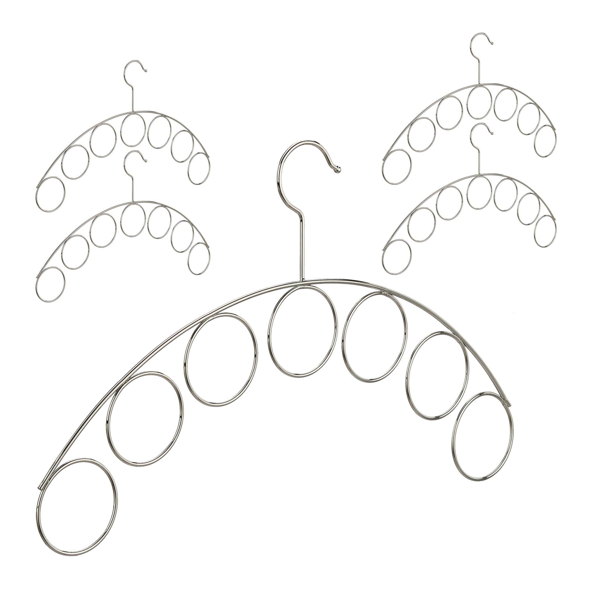 Gruccia Per Sciarpe Relaxdays - 16 Anelli, Pieghevole, Grigio, Metallo E PVC, Salvaspazio - Foto 4