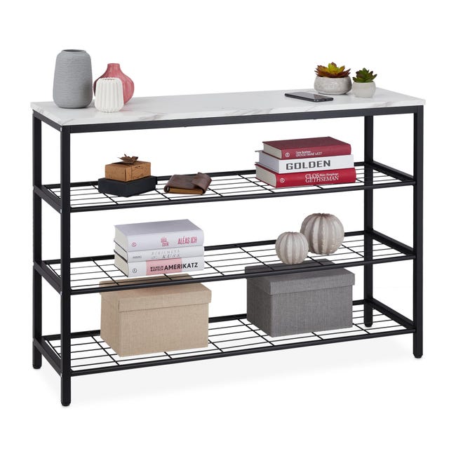 Consolle Ingresso Vetro E Metallo Nero - Tavolo Stretto Per Corridoio O Salotto 75x110x35cm - Foto 8