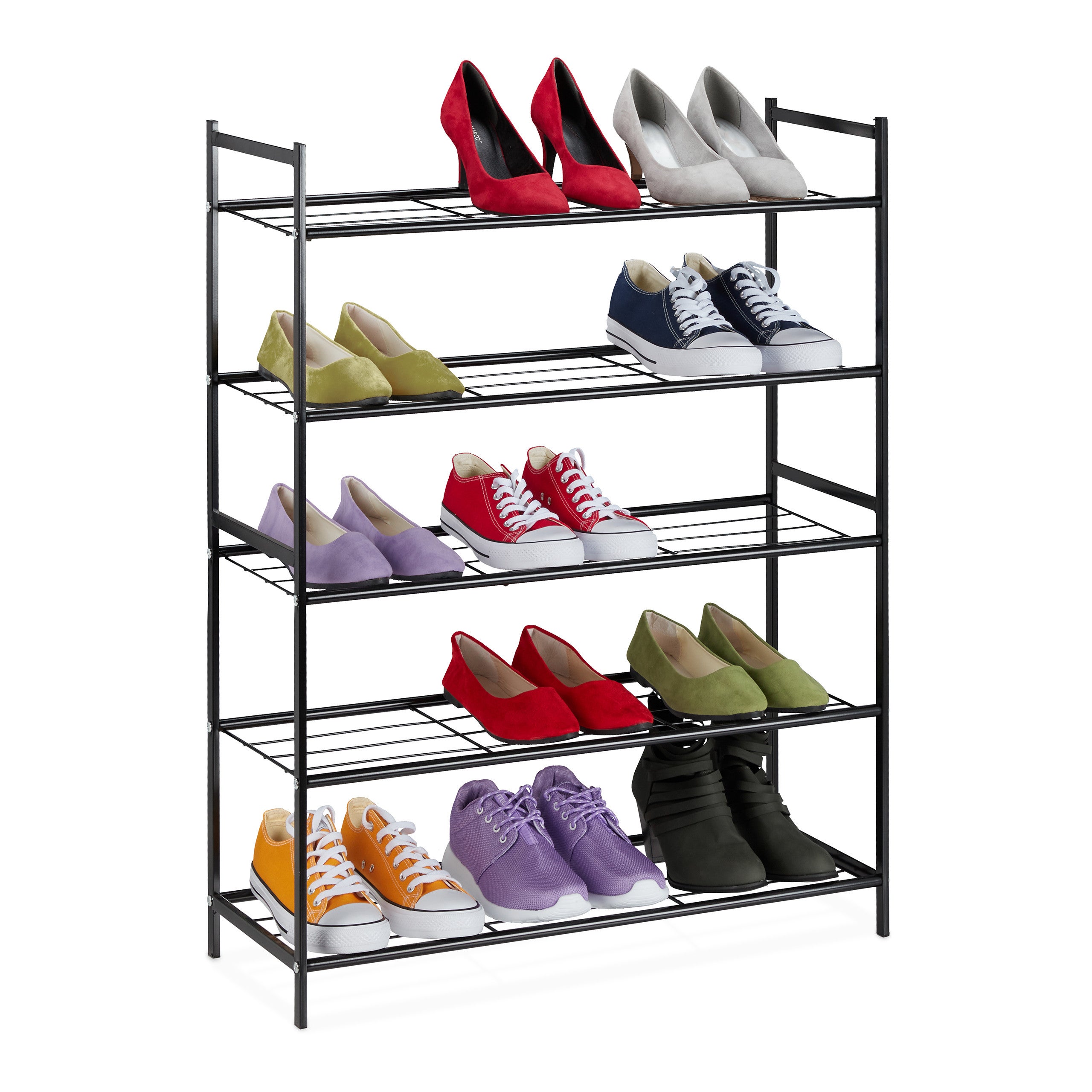metallo e plastica altezza x larghezza x profondità: 36 – 115 x 23 cm Relaxdays Scarpiera estensibile a 2 livelli colore: argento 10 paia di scarpe 