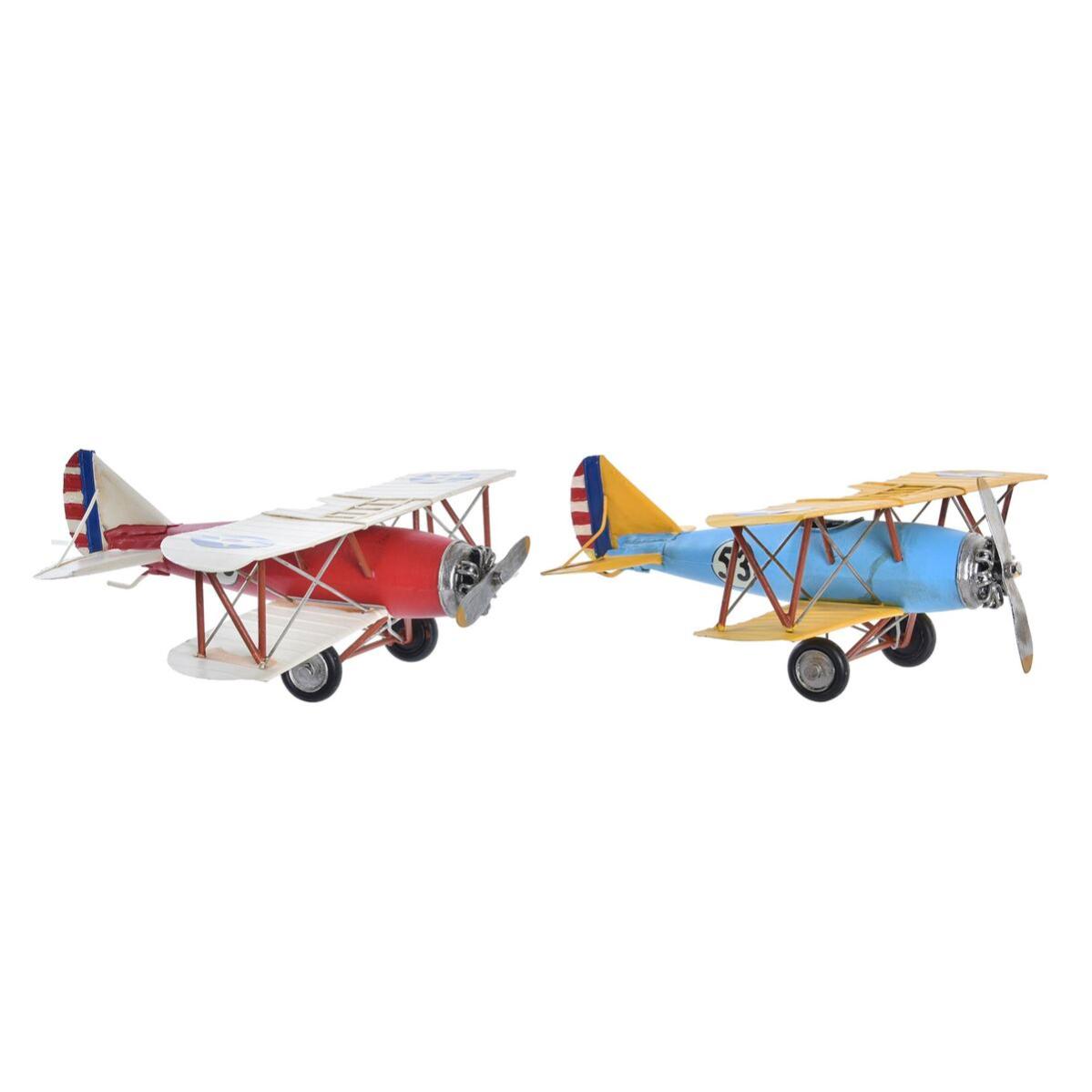 Figura decorativa dkd home decor avioneta (32 x 25,5 x 10,5 cm) (2 unidades)