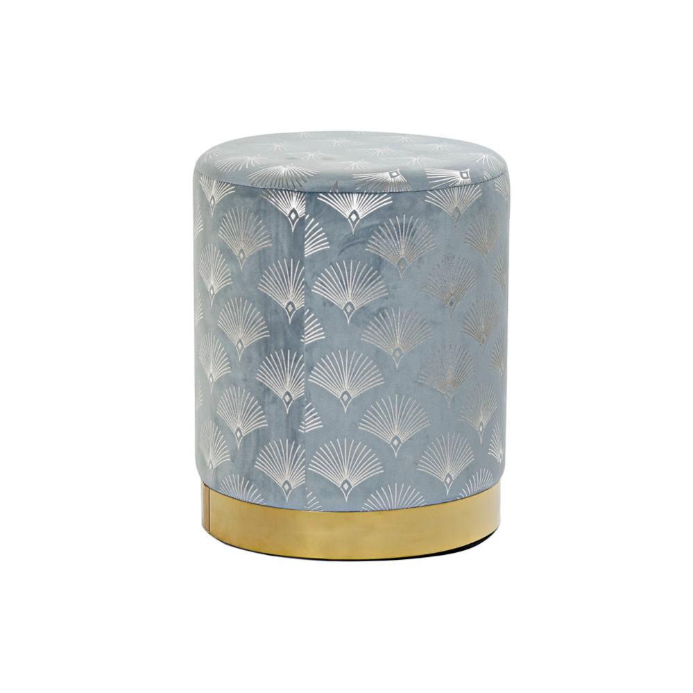 Reposapiés dkd home decor azul poliéster metal dorado (35 x 35 x 43 cm)