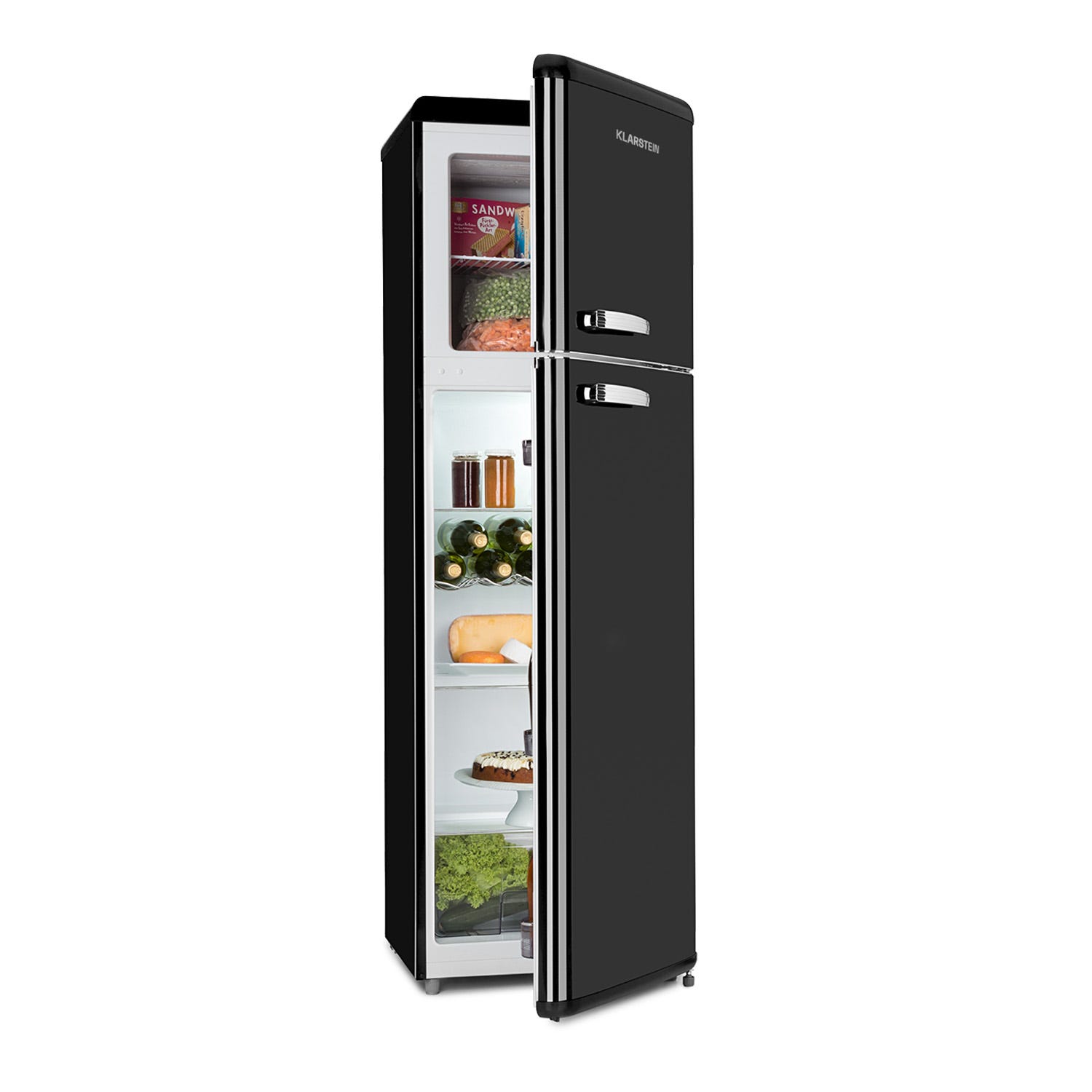 Refrigerateur congélateur - Klarstein Audrey Retro - 194 / 56 litres - Look  retro noir