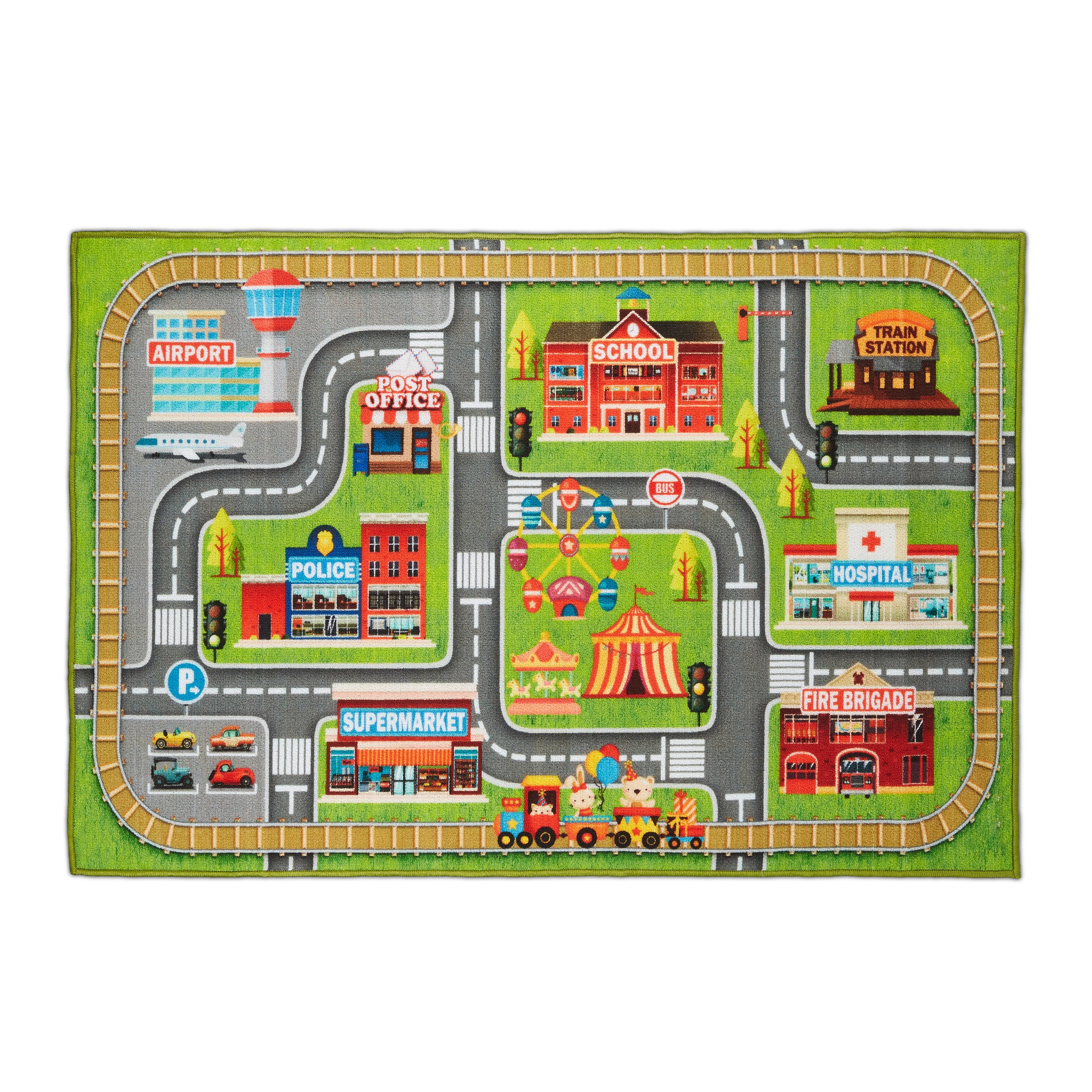 Tappeto da gioco per bambini Roads Tappeto interattivo per camera da letto  blu per ragazze e ragazzi 95x133 cm -  Italia