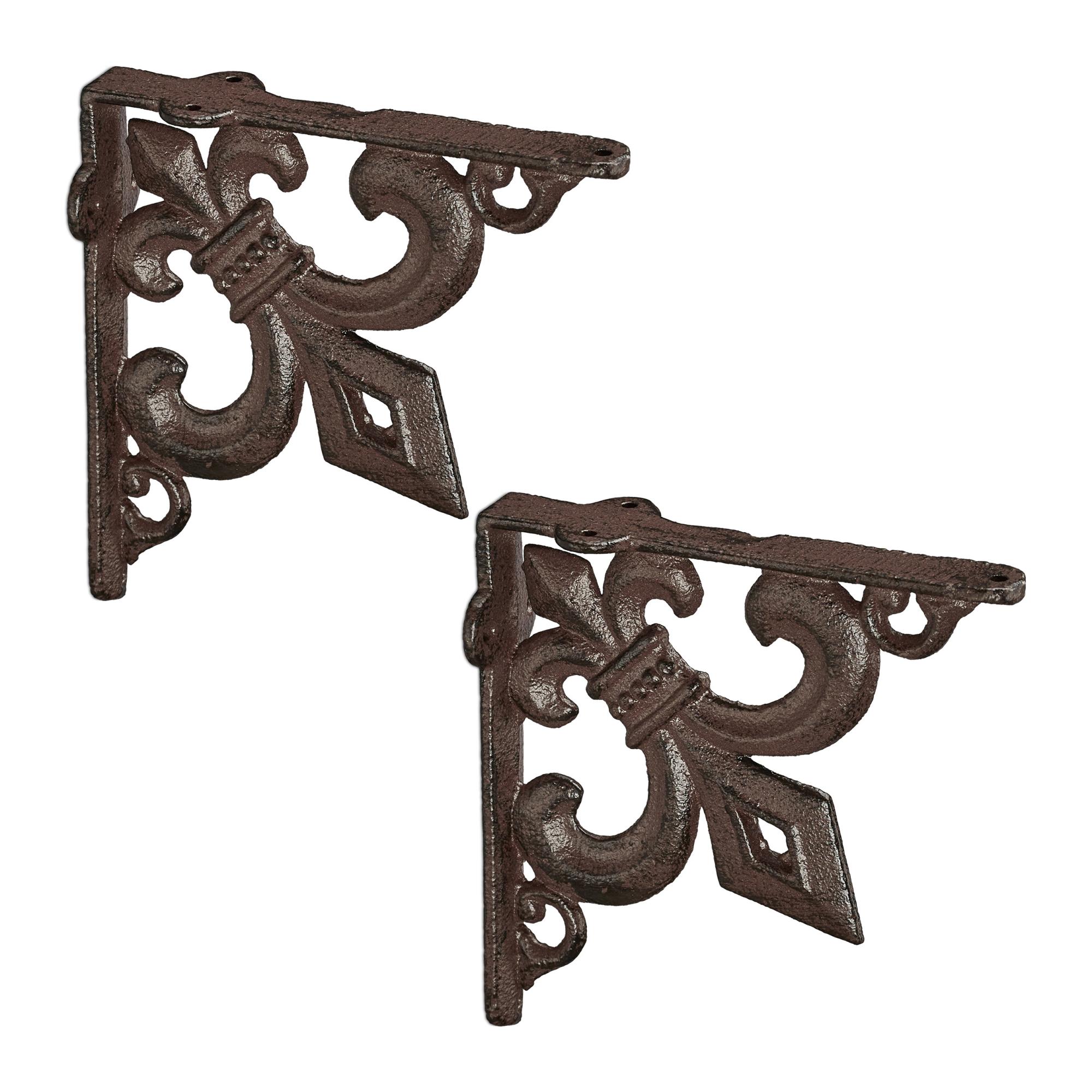 2 équerres Murales En Fonte Bronze - Style Vintage, Pour étagère (lot)