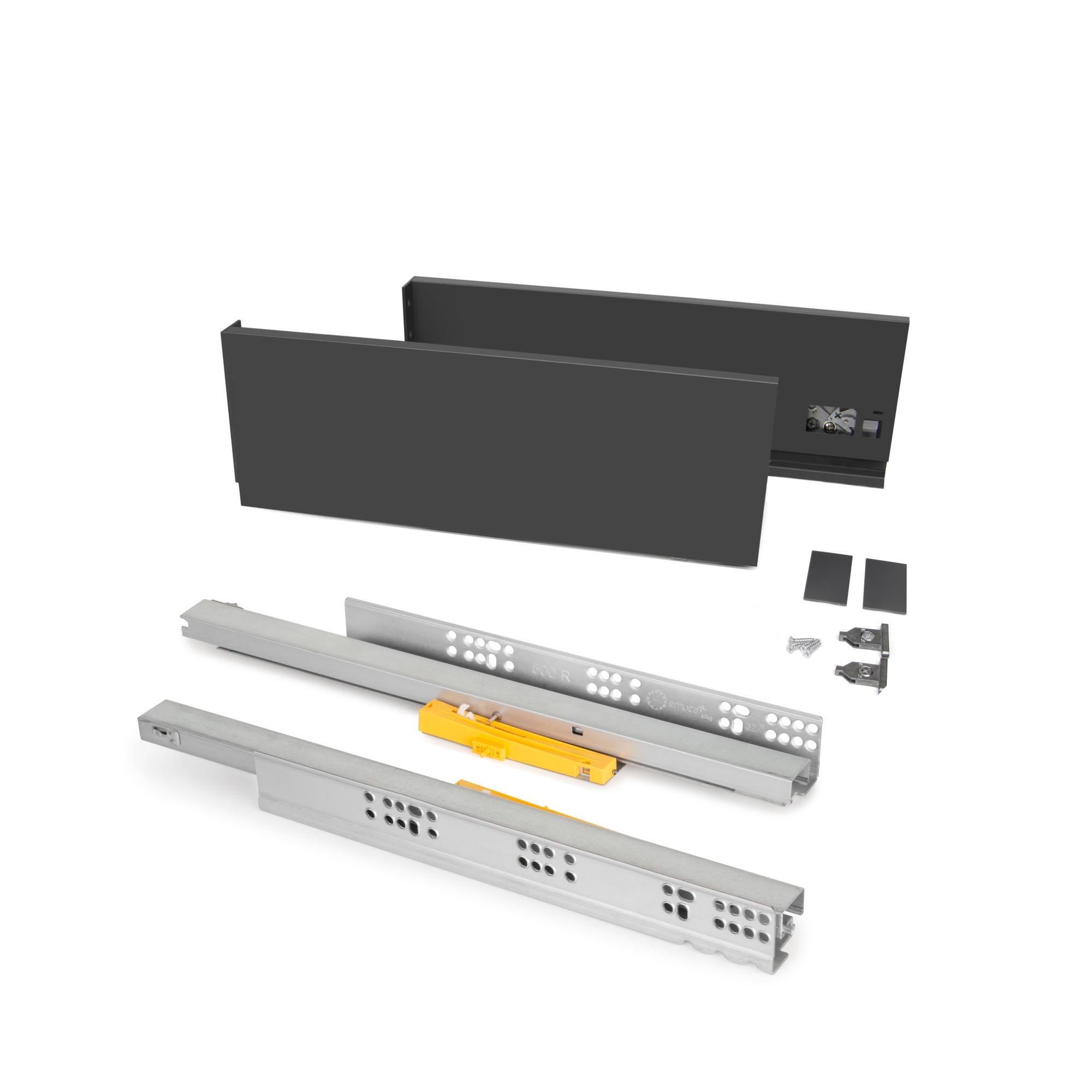 Cassetto Emuca Vertex Push Sincro - Guide H93mm, Portata 40kg, Grigio Antracite - Foto 4