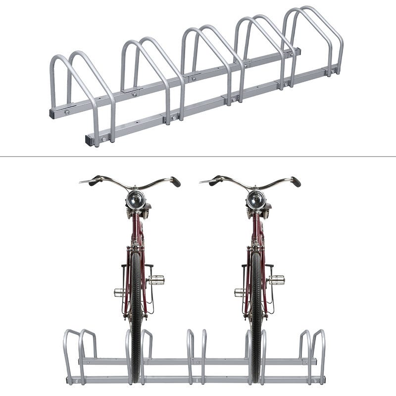 Râtelier 5 vélos Système range-vélo support pour bicyclette en acier  Fixation sol ou mur