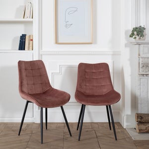Set 4 sedie in velluto rosa trapuntato con gambe in legno – mks store