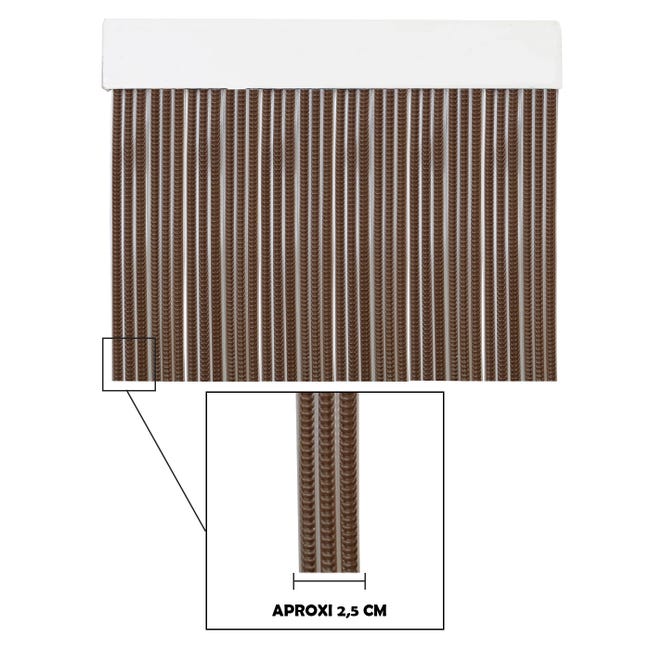 HOME MERCURY – Cortina Plana para Puerta Exterior o Interior, Material PVC  – Libre de Insectos (210x90CM, Transparente+Filo Marron P3)