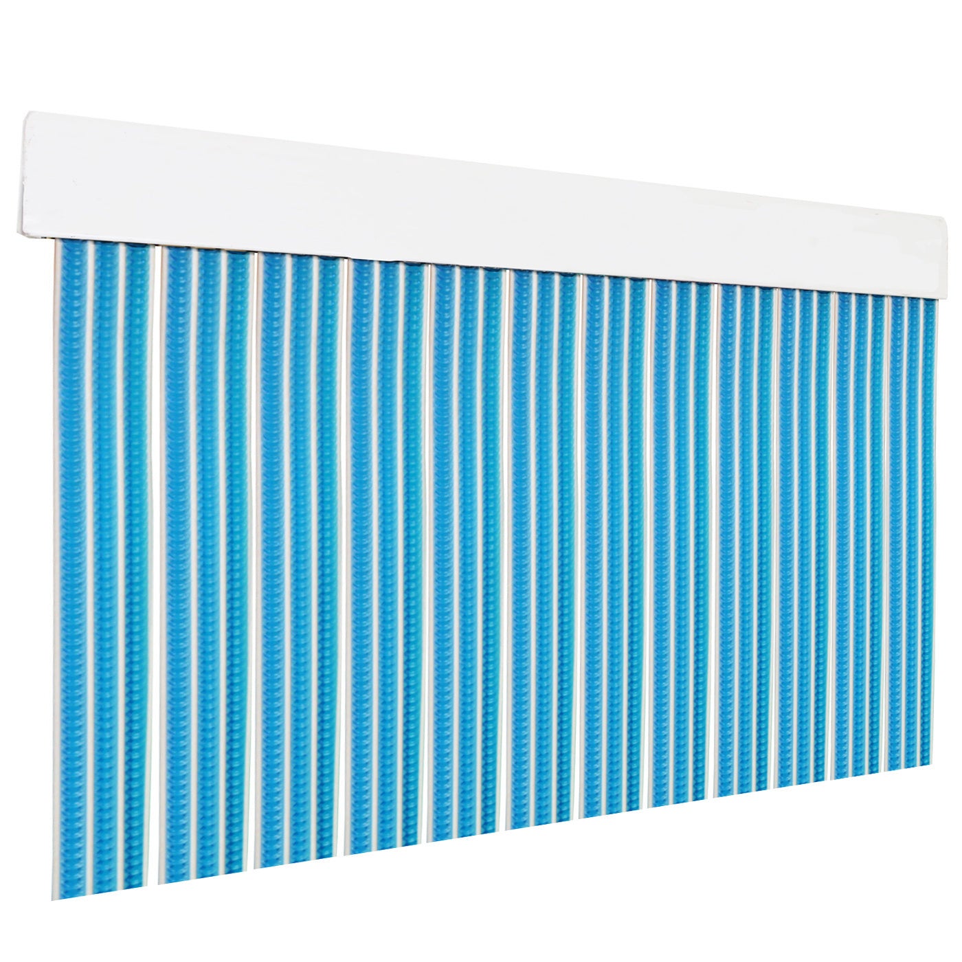 HOME MERCURY – Cortina Plana para Puerta Exterior o Interior, Material PVC  – Libre de Insectos (210x120CM, Azul+Filo Blanco P11)
