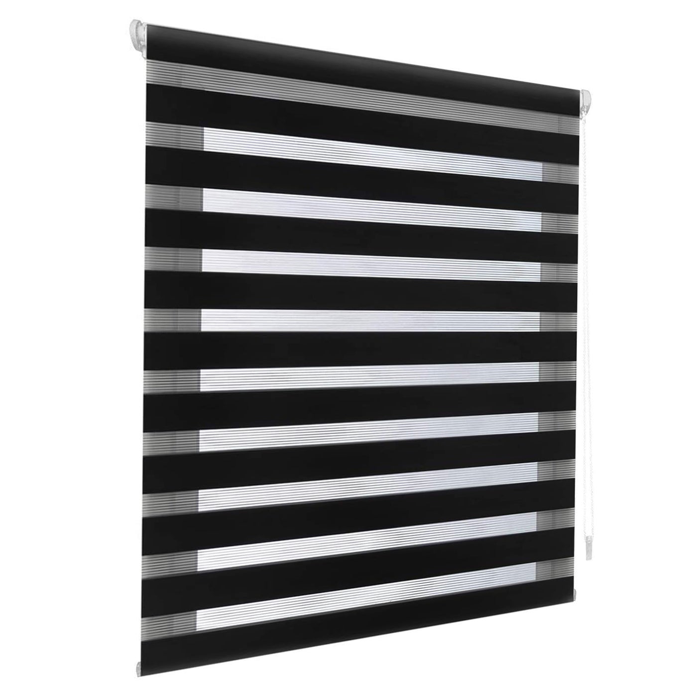 Estor enrollable de doble capa, noche y día, translúcido y oscurecido (140 x 180 cm,negro)
