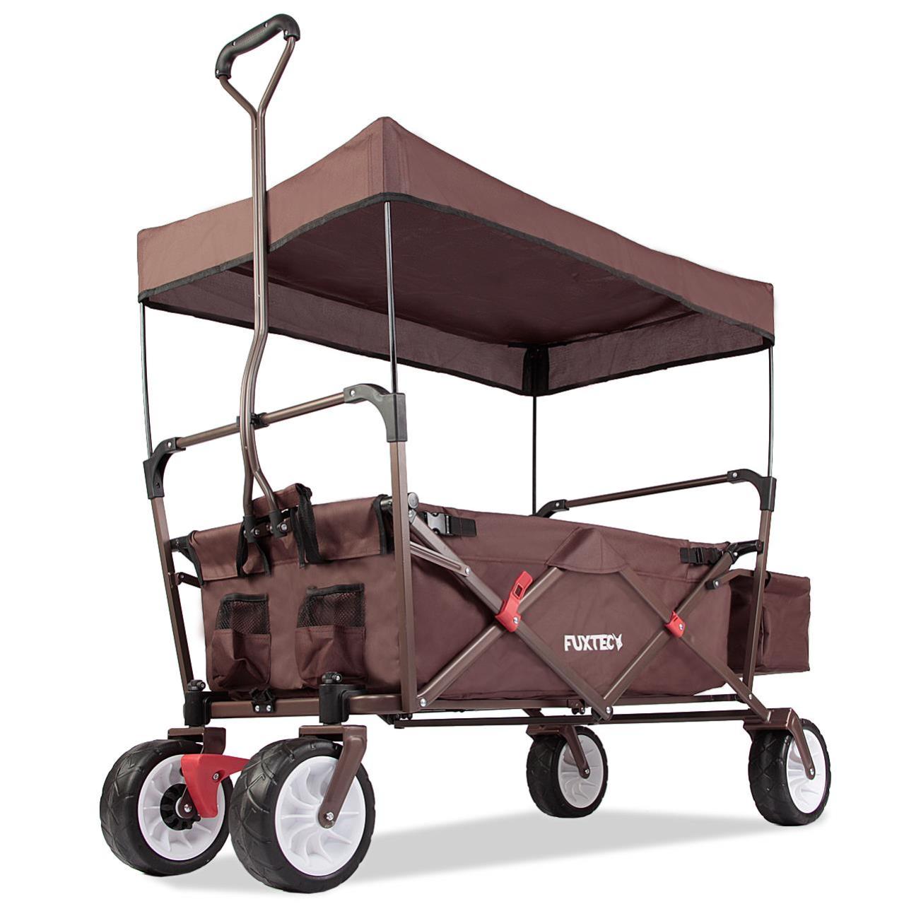 CARRELLO DA SPIAGGIA PIEGHEVOLE MAX 80KG CON TETTUCCIO CARRETTO DA GIARDINO RICH