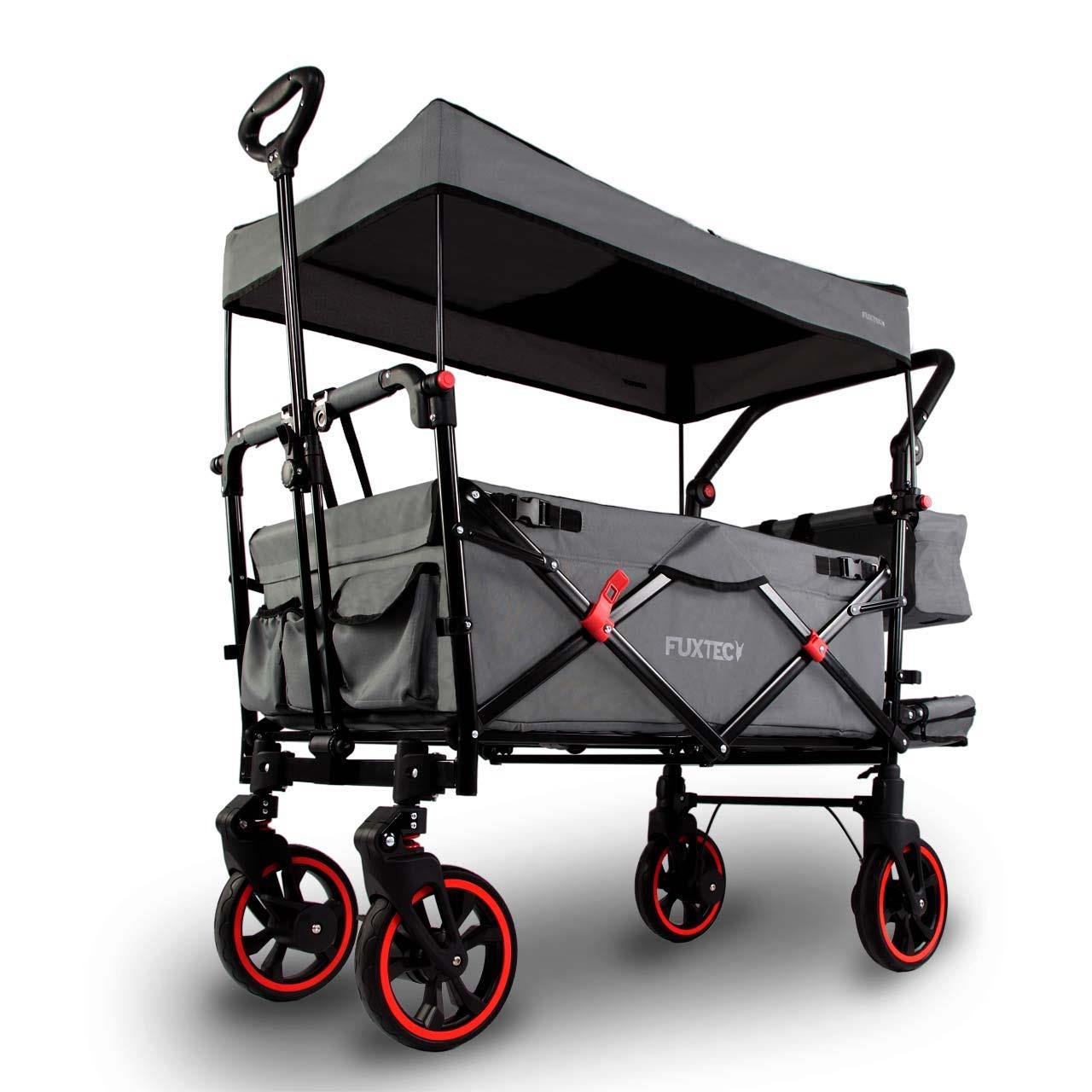 Fuxtec carrello pieghevole premium per il trasporto dei bambini con  tettuccio CT850 GRIGIO