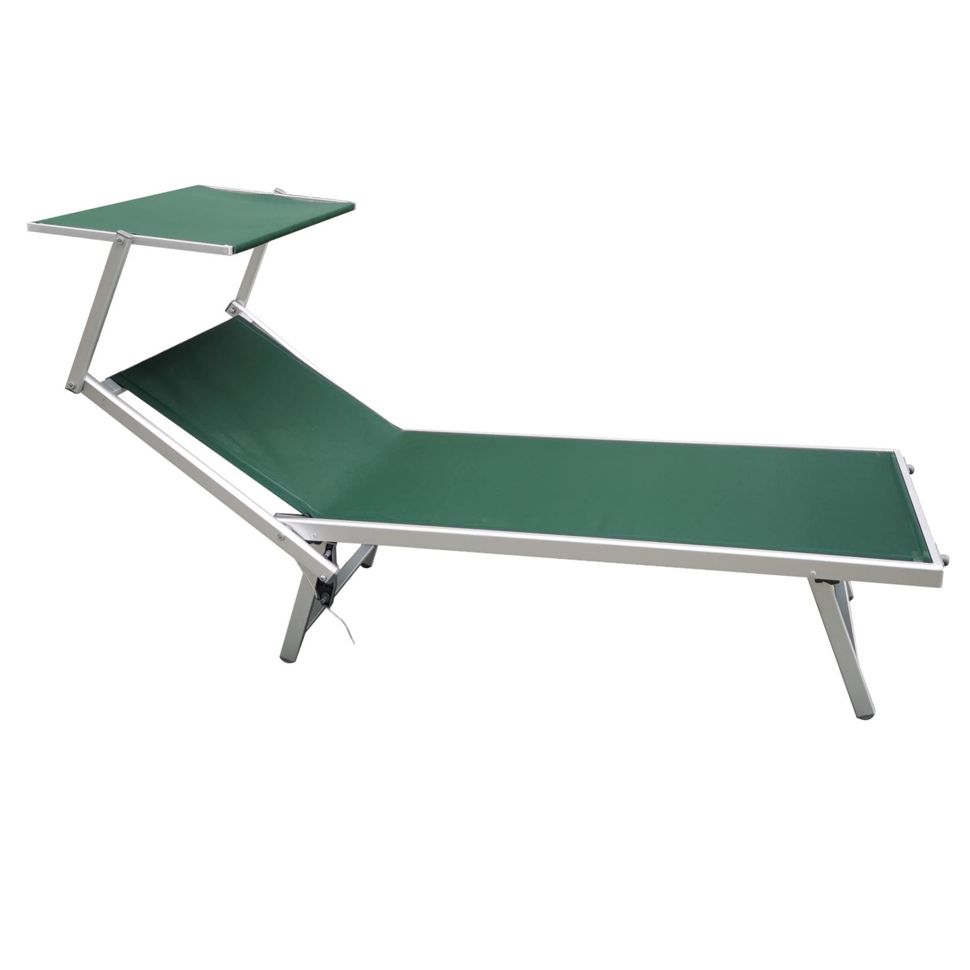 Rebecca Mobili Chaise longue de plage en aluminium textilène Vert
