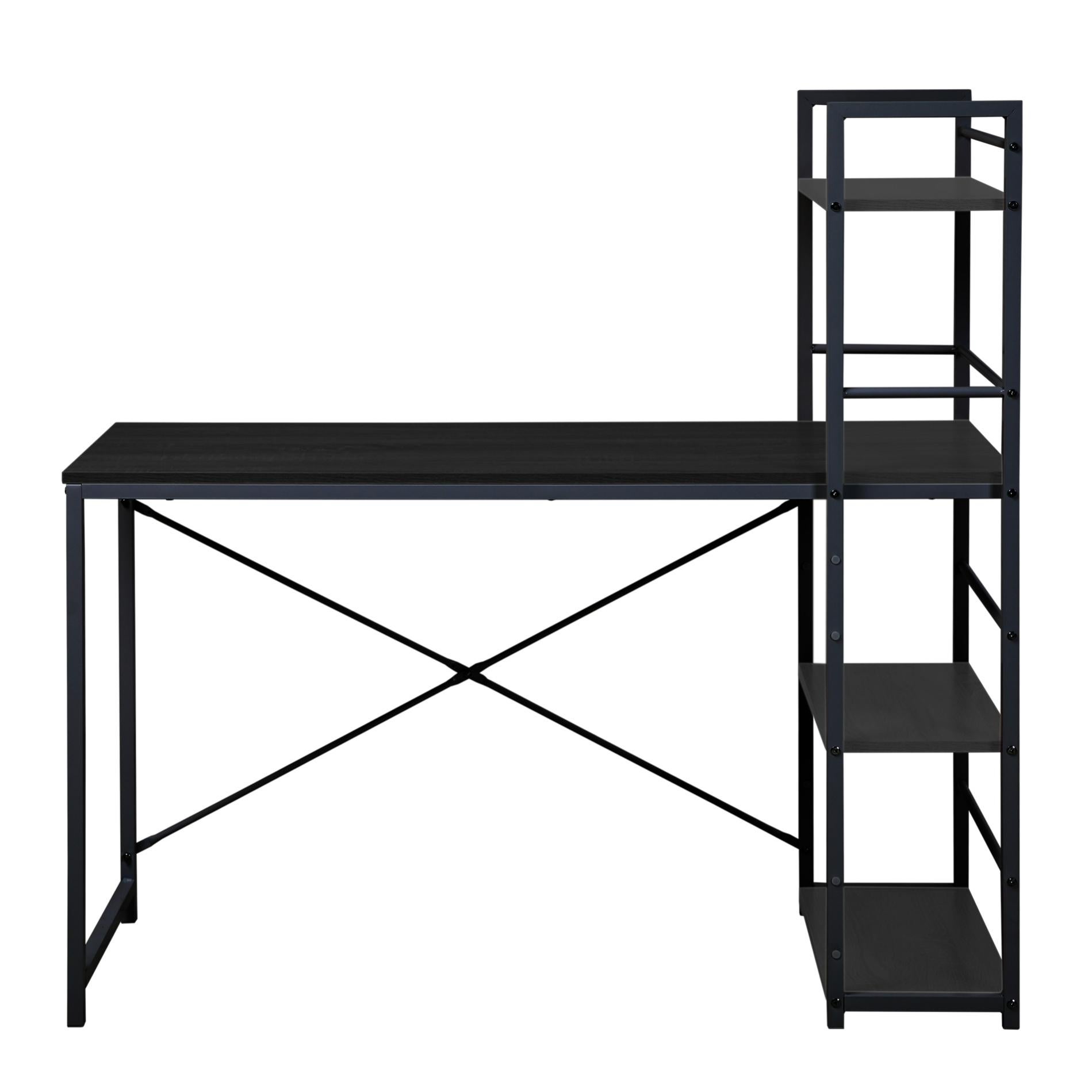 Rebecca Mobili Mesa de PC librería negra Metal Oficina en casa moderna | Leroy Merlin