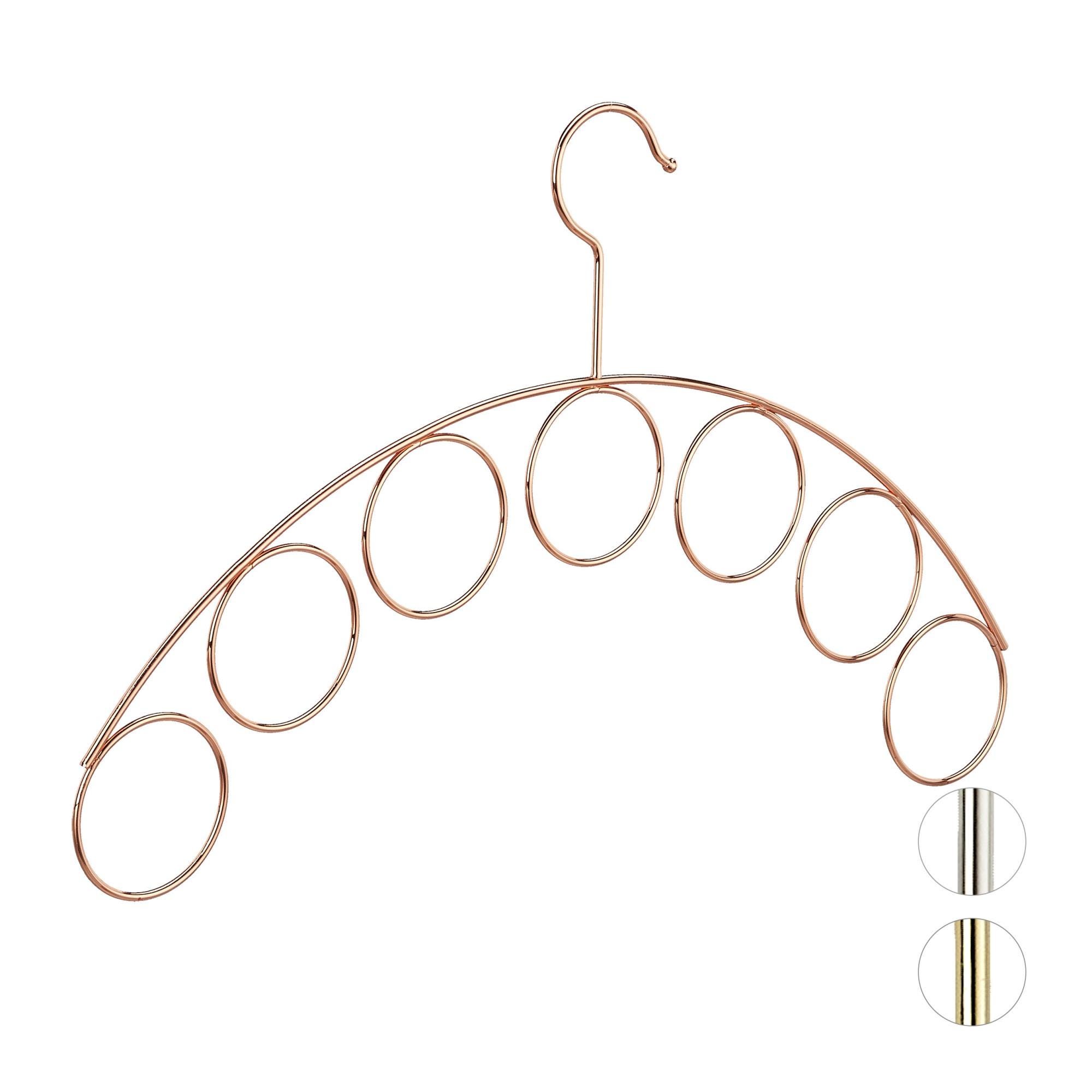 Gruccia Porta Sciarpe Relaxdays - 7 Anelli, Metall E Gomma Antiscivolo, Grigio Chiaro - Foto 11