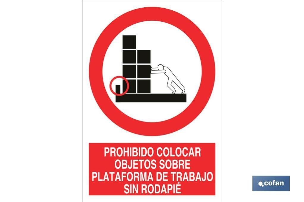 Plimpo Señal Poliestireno 210X148Mm Prohibido Colocar Objetos Sobre Plataforma De Trabajo Sin Rodapié En Oferta Señal Poliestireno 210X148Mm