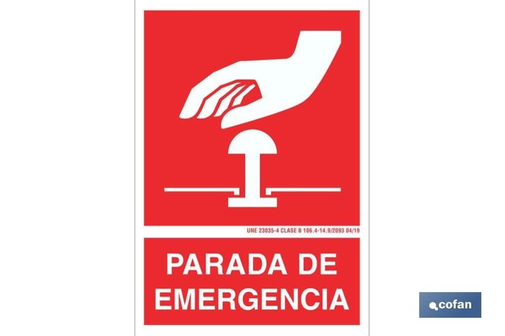 Plimpo Señal Luminiscente 420X297Mm. Parada De Emergencia Pictograma + Texto En Oferta Señal Luminescente 420X297Mm.
