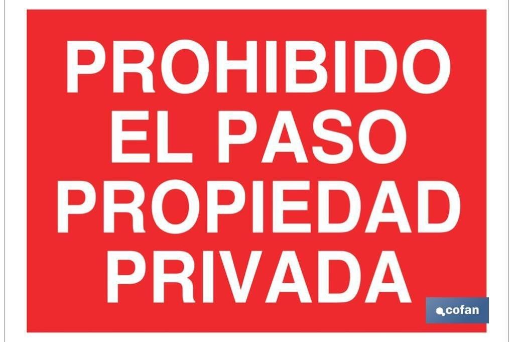 Cofan - Plimpo Señal Poliestireno 420X297Mm Prohibido El Paso Propiedad Privada En Oferta Señal Poliestireno 420X297Mm