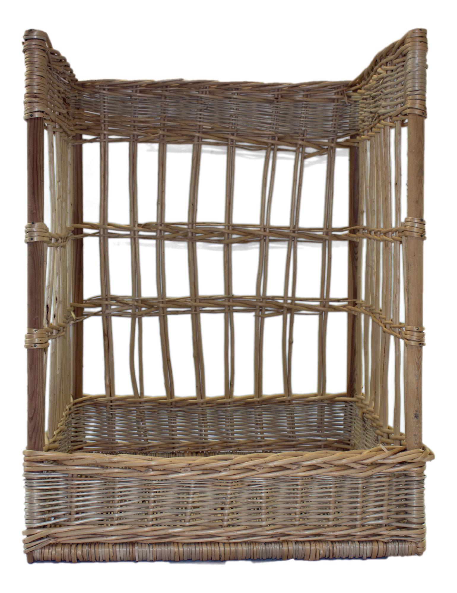 GRAND PORTE BOUTEILLES/VERRE et Plateau Gâteau Panier Corbeille en osier/Bambou EUR 50,00