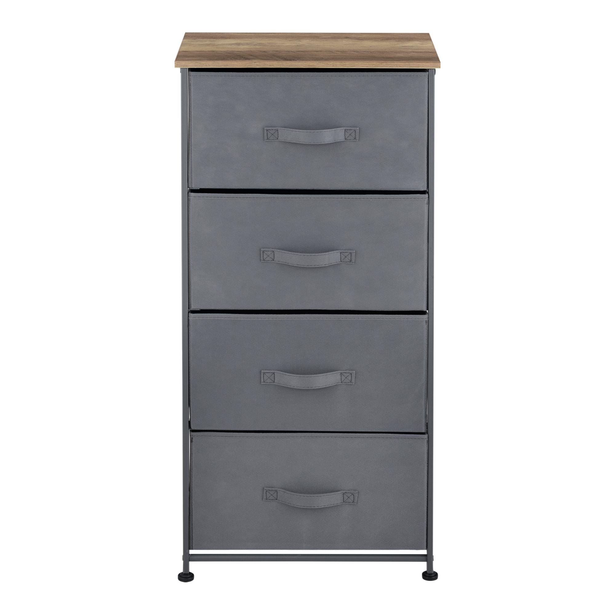 Cassettiera 5 Cassetti Capiente Mobile Armadietto Tessuto Grigio Chiaro E Bianco - Foto 9