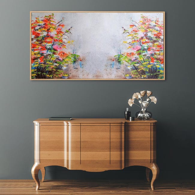 DekoArte – Tableau peinte à la main avec Cadre Couleur Bois, Décoration  Salon, Chambre, Peinture Acrylique, Minimaliste, 140x70cm