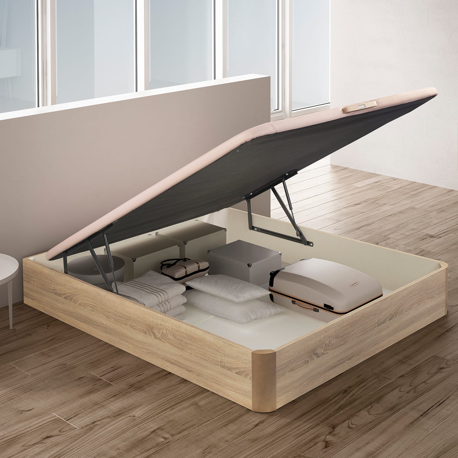 Canapé abatible, gran capacidad y alta durabilidad, negro, 180x200 Storage  bed
