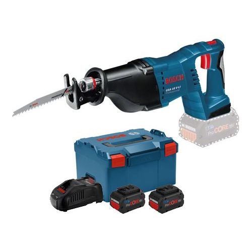 Scie sabre 18V GSA 18V-LI + 2 batteries Procore 5,5 Ah + chargeur + L-Boxx  BOSCH 060164J00C - BOSCH 