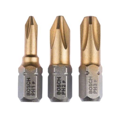 Jeu De 3 Embouts De Vissage Bosch Max Grip PH2 - Pour Vis Cruciformes, 25mm - Adhérence Maxi