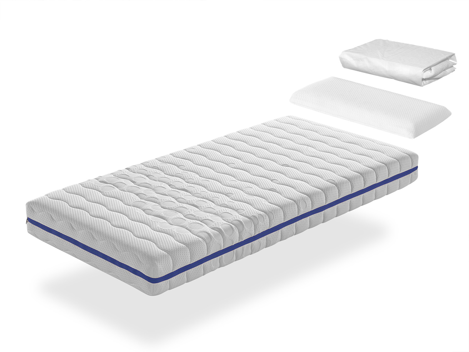 Pack colchón viscoelástico 90x200 gea visco cama infantil, altura 18 cm + 1 almohada viscoelastica 90x35 + 1 protector colchon 90x200