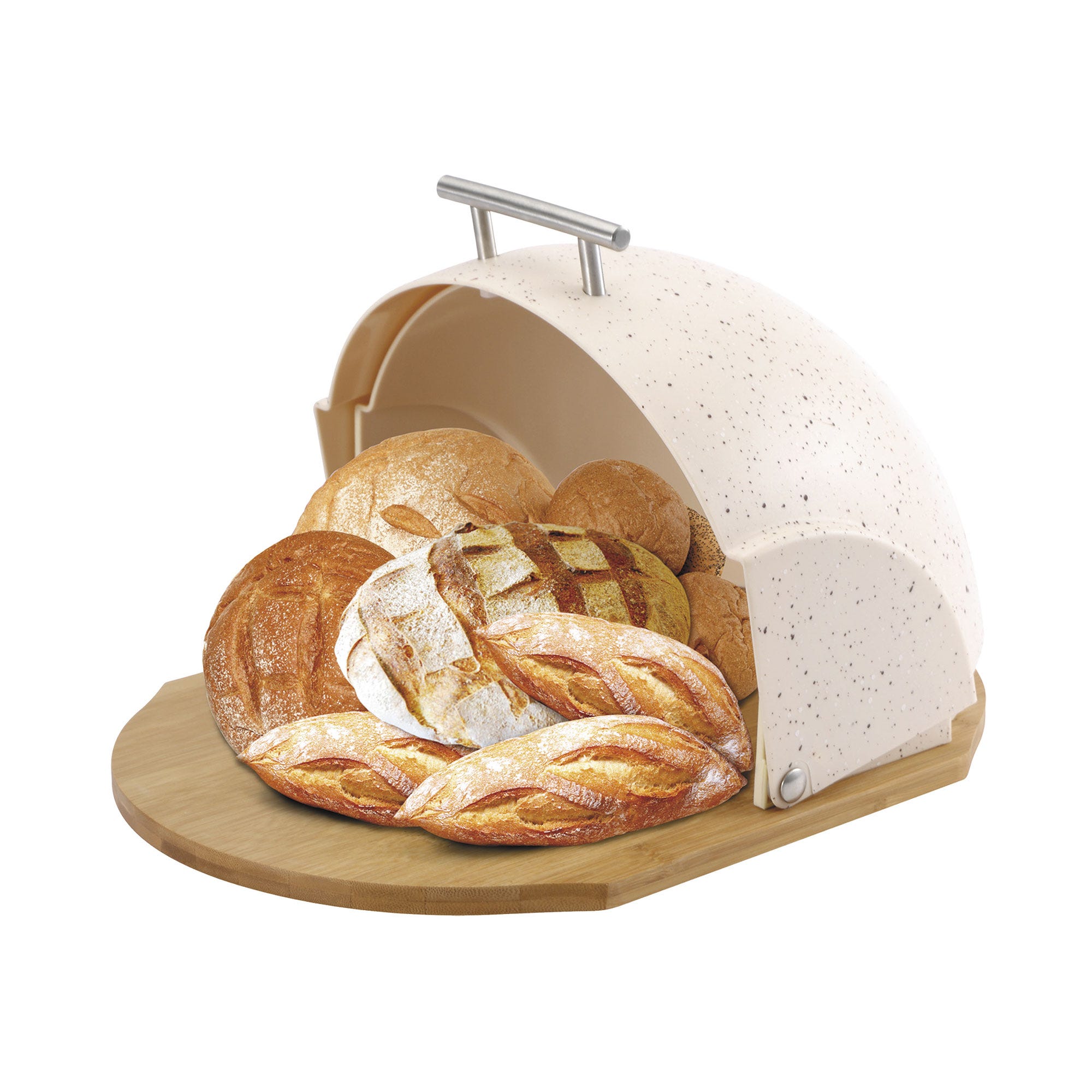 Portapane, Coperchio Scorrevole, Design Moderno, Bread Box Maestro Beige  MR-1678-BR