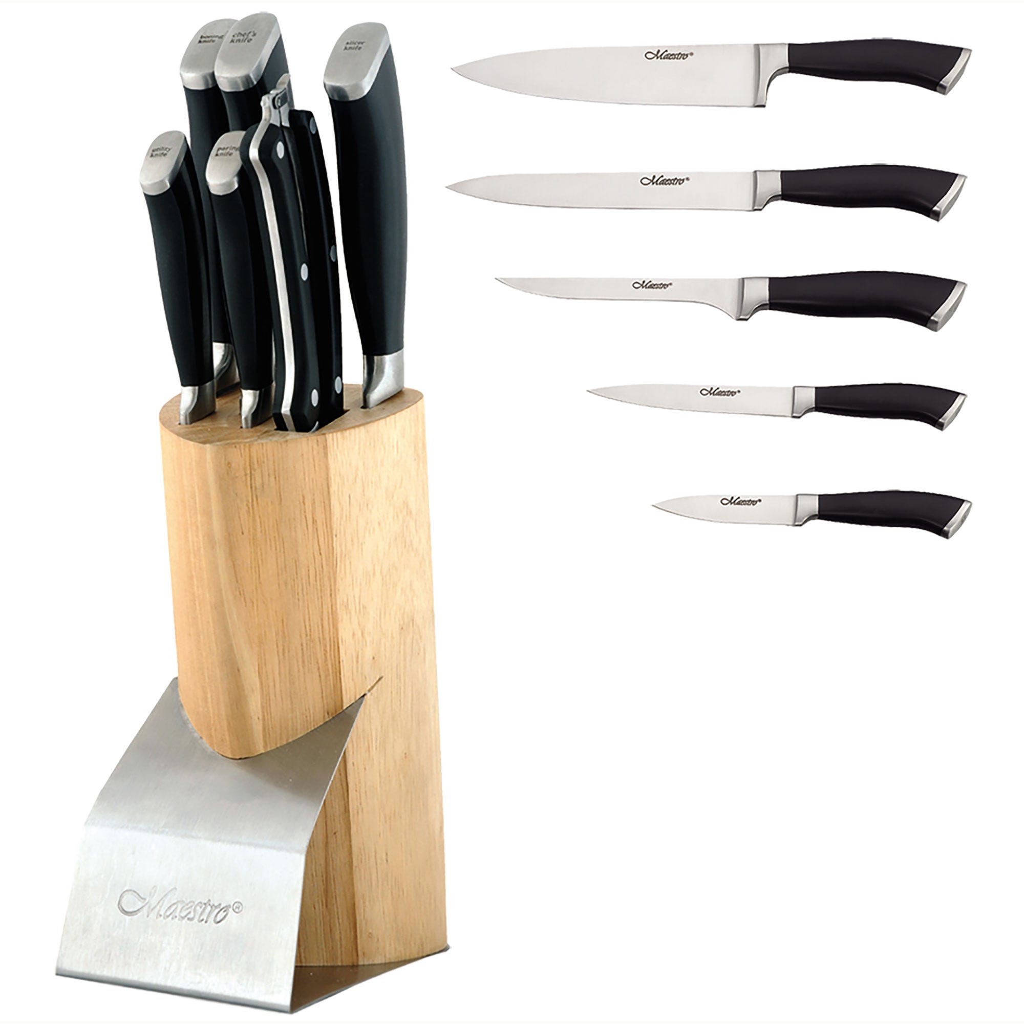 Bloc 6 couteaux de cuisine forgés, cuisine du chef