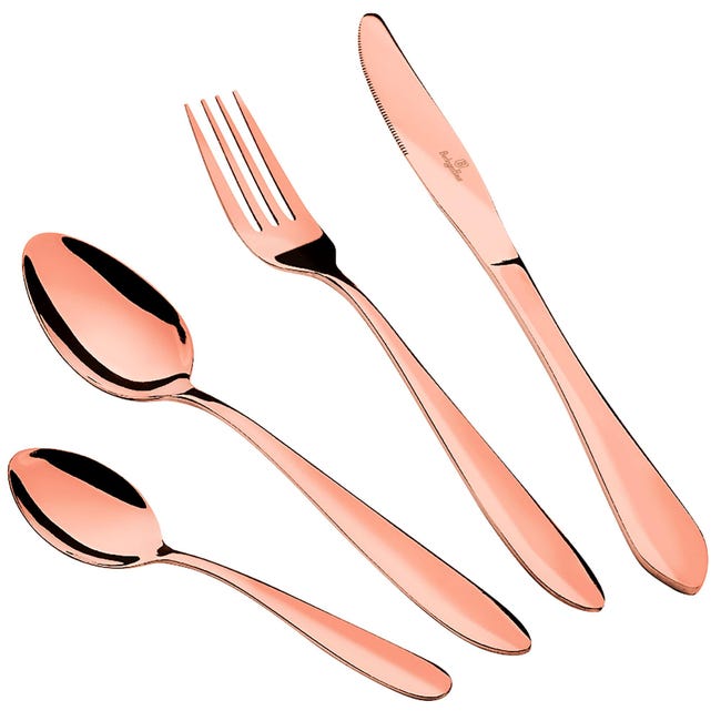 HOMLA B2LUGANO – Set Di Posate Dorate 24 Pezzi (6 Persone) In Acciaio Inox, Eleganti E Moderne
